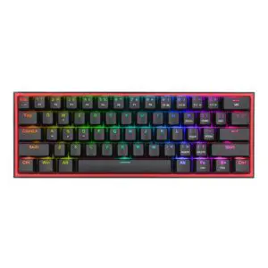 Redragon K616 FIZZ Pro 61-Key RGB Mechanical Gaming Keyboard – Black (60%, RGB, Wireless/Wired, Hot-Swappable)