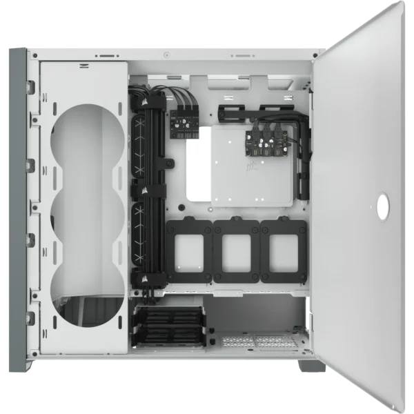5000X RGB White Tempered Glass Mid-Tower; 2x 3.5'' |  4x 2.5'' Drive Bays; Up to 360mm Radiator compatible; 3x 120mm fan incl - Image 9