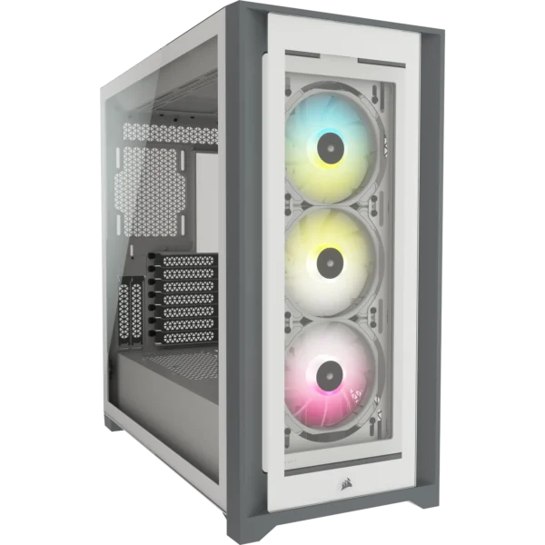 5000X RGB White Tempered Glass Mid-Tower; 2x 3.5'' |  4x 2.5'' Drive Bays; Up to 360mm Radiator compatible; 3x 120mm fan incl - Image 12