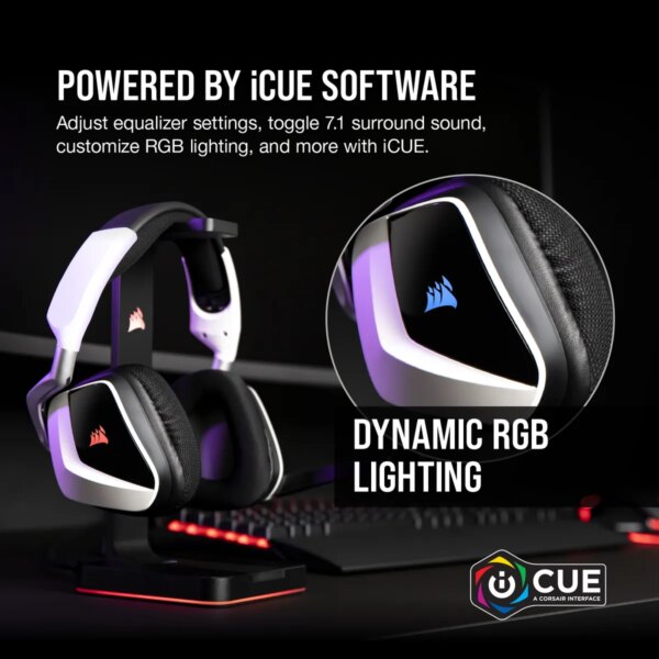 Void RGB Elite Wireless RGB White Headset; 7.1 50mm Audio Drivers; Unidirectional Noise-Cancelling; Detachable Mic - Image 18