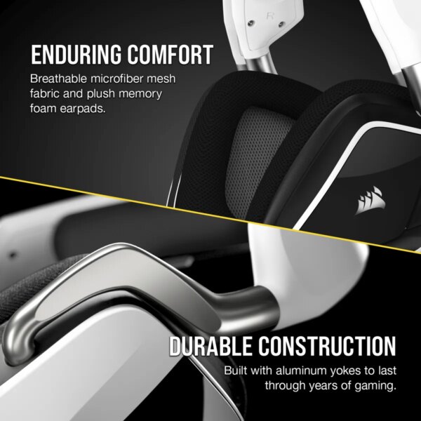 Void RGB Elite Wireless RGB White Headset; 7.1 50mm Audio Drivers; Unidirectional Noise-Cancelling; Detachable Mic - Image 4