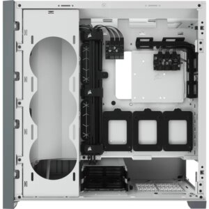 5000X RGB White Tempered Glass Mid-Tower; 2x 3.5'' |  4x 2.5'' Drive Bays; Up to 360mm Radiator compatible; 3x 120mm fan incl