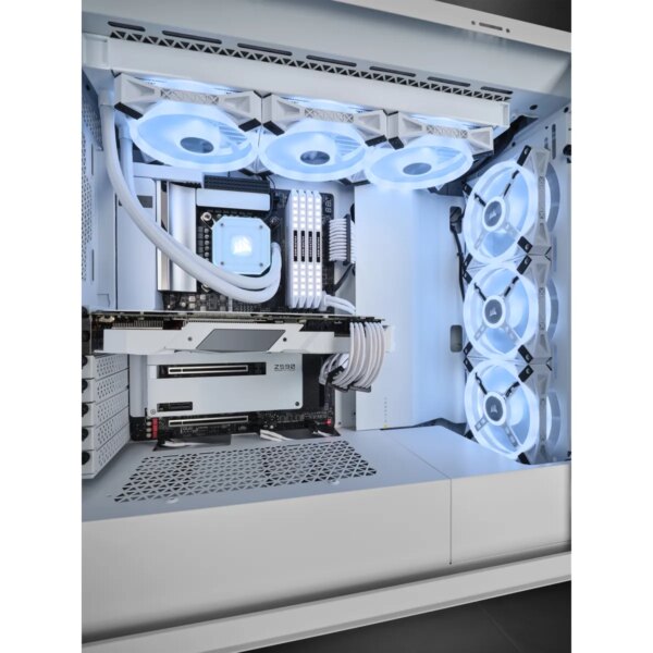 iCUE 5000X RGB QL Edition True White Mid-Tower ATX Case; 2x 3.5'' |  4x 2.5'' Drive Bays; Up to 360mm Radiator compatible. - Image 8