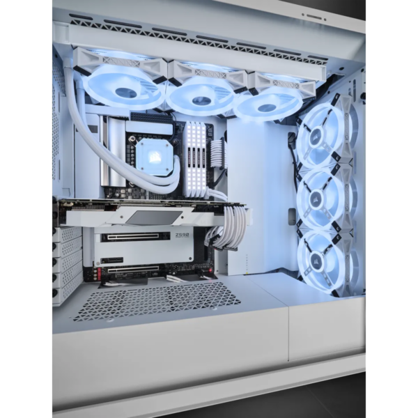 iCUE 5000X RGB QL Edition True White Mid-Tower ATX Case; 2x 3.5'' |  4x 2.5'' Drive Bays; Up to 360mm Radiator compatible. - Image 5