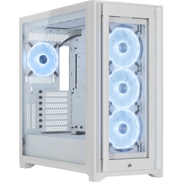 iCUE 5000X RGB QL Edition True White Mid-Tower ATX Case; 2x 3.5'' |  4x 2.5'' Drive Bays; Up to 360mm Radiator compatible. - Image 2