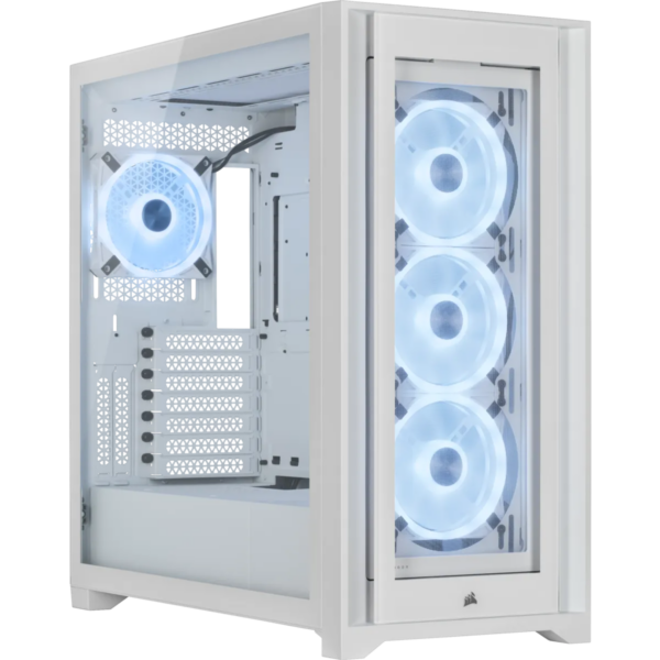 iCUE 5000X RGB QL Edition True White Mid-Tower ATX Case; 2x 3.5'' |  4x 2.5'' Drive Bays; Up to 360mm Radiator compatible. - Image 4