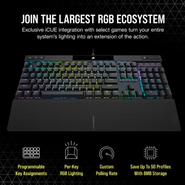 Corsair K70 RGB PRO Mechanical Gaming Keyboard - CHERRY MX SPEED Silver Keyswitches - Black - Image 7