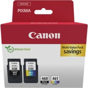 Canon PG-460 CL-461 Ink Cartridge Multipack - High Yield Black and Color Ink for Canon Printers