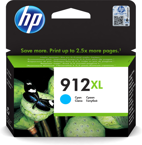HP 912XL High Yield Cyan Original Ink Cartridge - Compatible with HP Printers for Vibrant Color Printing