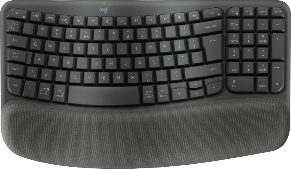 Logitech Wave Keys Wireless Keyboard in Graphite - Ergonomic Design