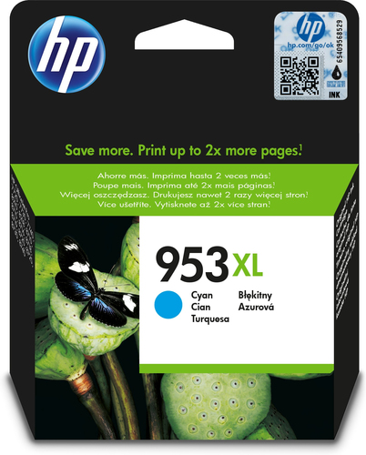 HP 953XL High Yield Cyan Original Ink Cartridge - Compatible with HP Printers for Vibrant Color Printing