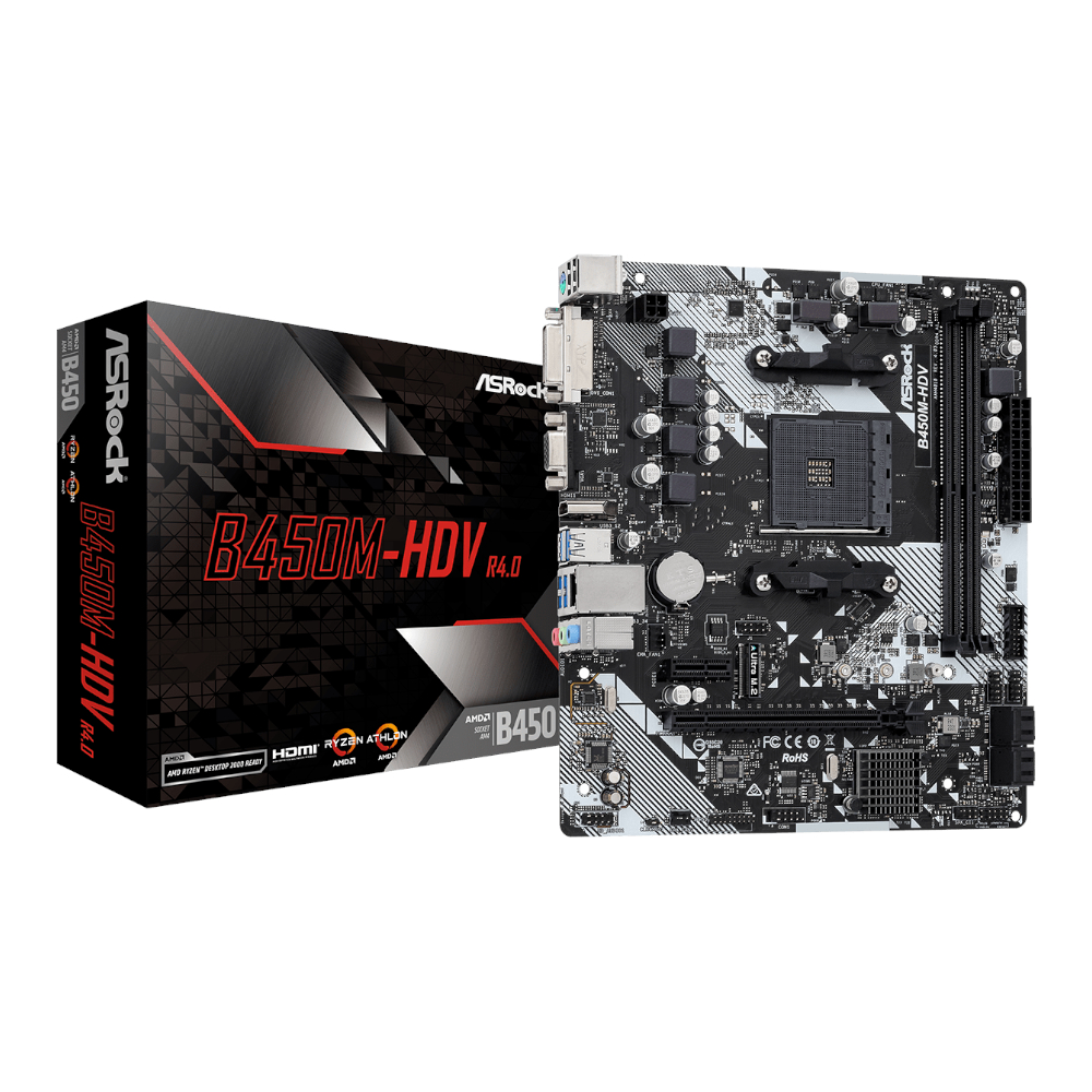 ASRock B450M-HDV R4.0 AMD AM4 M-ATX Motherboard we sell tech shop page