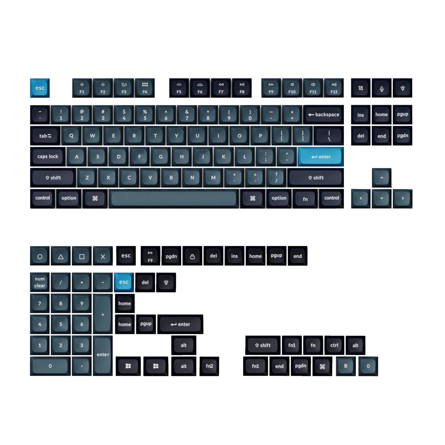 Keychron Double Shot KSA PBT Keycap Set - Dark Grey/Grey/Blue we sell tech shop page