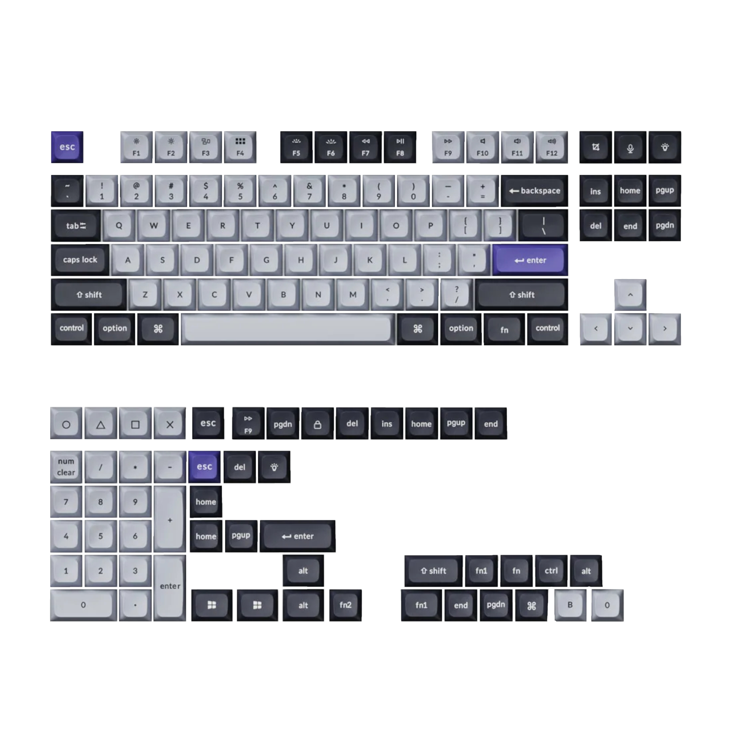 Keychron Double Shot KSA PBT Keycap Set - Dark Grey/White Smoke we sell tech shop page